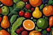 draw food, drink, fruit, vegetables illustration