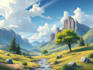 paint professional landscape concept art in painterly style