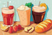 create food illustrations, drinks, dishes, vegetables