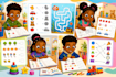 create educational workbook and activity book illustrations