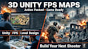 create 3d unity fps game map, game assets, shooter map, fps level, unity world