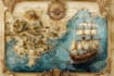 draw fantasy map or ship illustration with cool details