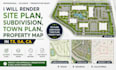 render site plan, subdivision, town plan, and property map in tx, ga, ca