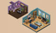isometric pixel art character animation pixel game assets, pixel art background