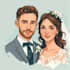 couple portrait wedding portrait illustration
