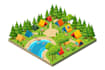 design detailed hiking trail maps and landscape navigation illustrations