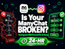 fix manychat automation bugs and setup instagram dm funnel