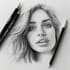 sketch handmade charcoal pencil drawing with shipping