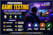 game testing, game testing, app testing, QA testing and gameplay feedback