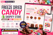 build freeze dried candy shopify store chocolate website cake snacks store