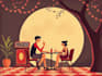 create vintage retro line art illustration