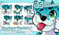 draw twitch emotes, animated emotes, badges for twitch, vtuber and stream