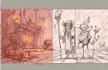 draw a concept sketch of characters, objects, background