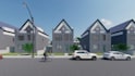 architectural site plan development,townhouse building,parking layout,aerialview