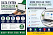 do data entry, microsoft excel, google sheets and word tasks