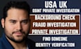 provide private detective, background check, osint, and find someone