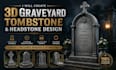 create 3d graveyard, tombstone, headstone design