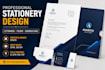 design stationary set, letterhead, folder, printable business card
