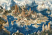 fantasy map, map, illustration, isometric map