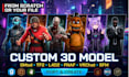 create custom sfm, fnaf, tf2, gmod playermodel, mmd, vrchat avatar model