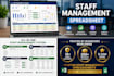 create a staff management spreadsheet with KPI tracking and leave log