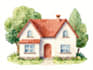 draw house illustration watercolor style