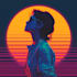 create 80s retrowave illustration and neon synthwave posters