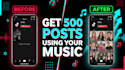 create 500 posts on tiktok using your sound or music, create tiktok dance video