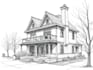 sketch houses and buildings