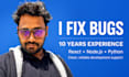 bugs in react js, next js, node js, python, javascript, html