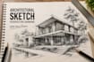 draw architectural sketch, perspective drawing and building illustration