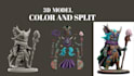 do color and split miniatures, 3d model and prepare stl files for 3d printing