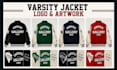design custom varsity jacket logo, chenille patch and letterman jacket artwork