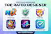 design a professional app logo and mobile app icon
