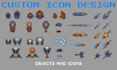 create pixel icons, weapon icons and rpg game assets
