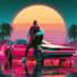 create 80s retro, synthwave cover art