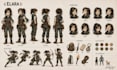 design original characters with expression sheets and turnaround views
