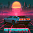 create 80s retrowave synthwave album or single cover artwork