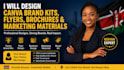 design canva brand kits,  brochures, marketing materials