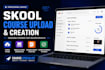 create skool online course,online course content,upload lessons,organize modules