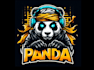 create panda racing mascot logo with express delivery