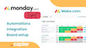 setup make com zapier and monday CRM automation workflows