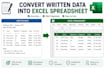 convert PDF, word and handwritten data into excel spreadsheet