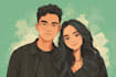 create cartoon disney couple portrait