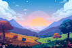 draw a flat vector landscape illustration