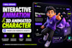 design an interactive animation and 3d animated character webflow website assets