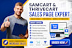 setup samcart and thrivecart sales pages, checkout customization, and mobile opt