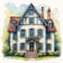 paint custom digital watercolor house, home illustrations
