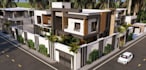 revisualize modern villa, facade landscape, built home plan, detached residence
