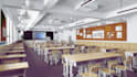 create 3d stem classroom design, library reading, educational facility, stem lab